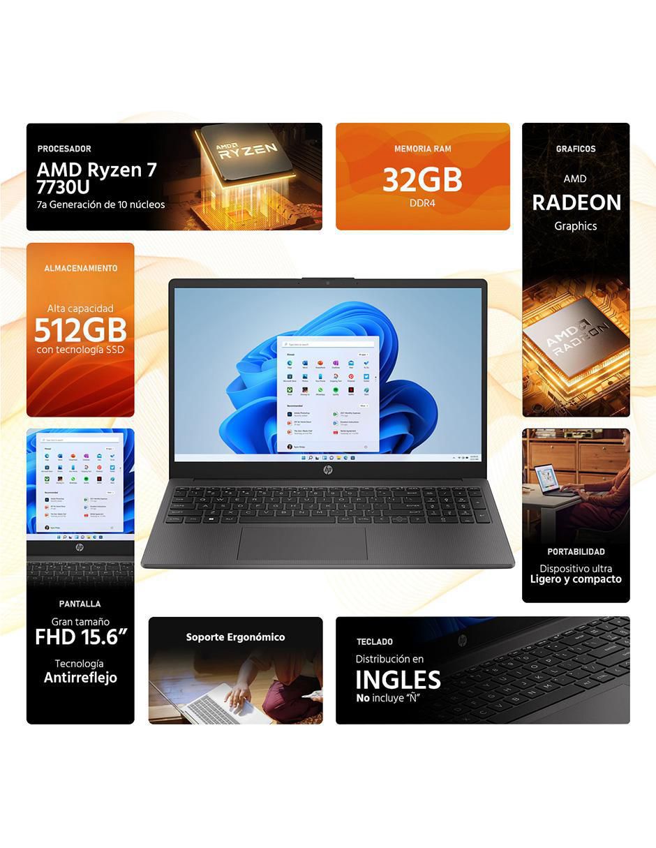 Laptop 255 G10 15.6 pulgadas Full HD AMD Ryzen 7 AMD Radeon 32 GB RAM 512 GB SSD 2
