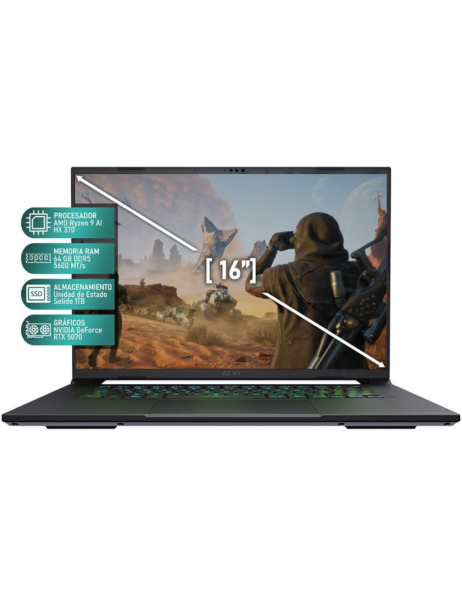 Laptop gamer Aero X16 16 pulgadas wqxga AMD Ryzen AI 9 hx 370 NVIDIA Geforce RTX 5070 64 GB RAM 1 TB SSD