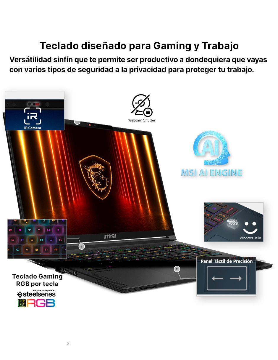 Laptop gamer Stealth A16 AI+ A3XWFG-020MX 16 pulgadas QHD+ AMD Ryzen AI 9 HX 370 NVIDIA GeForce RTX 5060 32 GB RAM 1 TB SSD 4