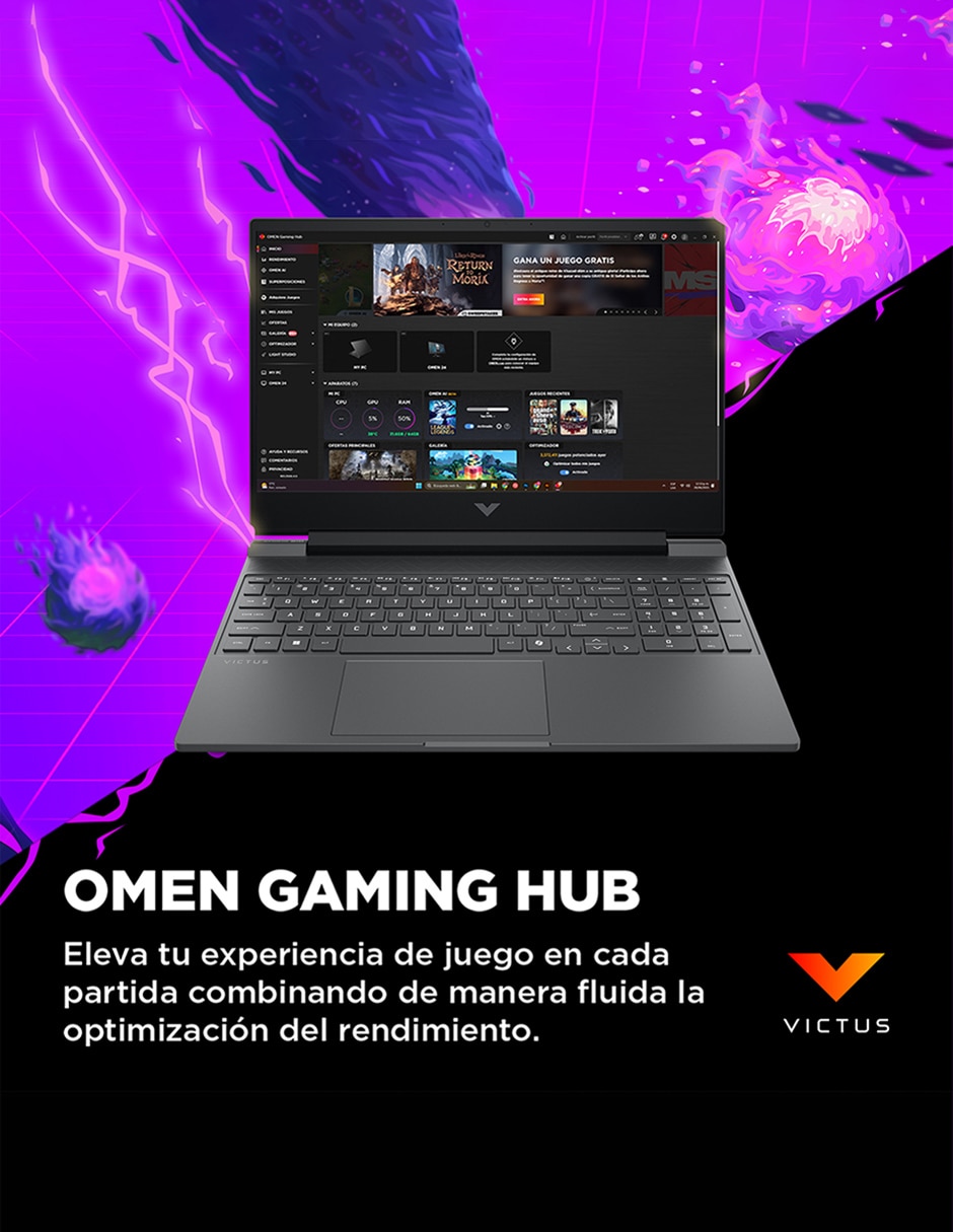 Laptop gamer Victus 15-fa2017la 15.6 pulgadas Full HD Intel Core i5 NVIDIA GeForce RTX 5050 16 GB RAM 512 GB SSD 6