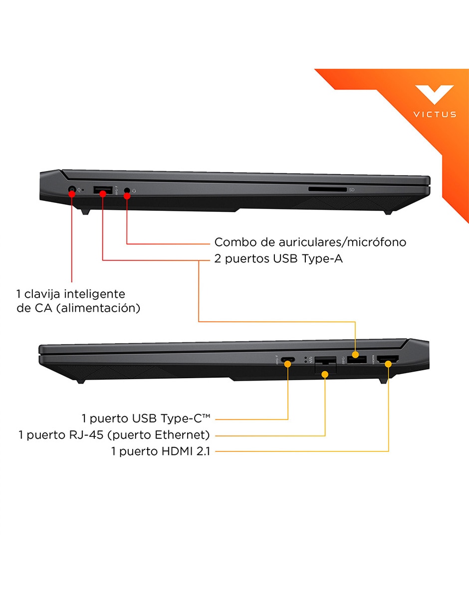 Laptop gamer Victus 15-fb3703la 15.6 pulgadas full HD amd ryzen 7 nvidia geforce rtx 4050 16 GB RAM 1 TB SSD 8