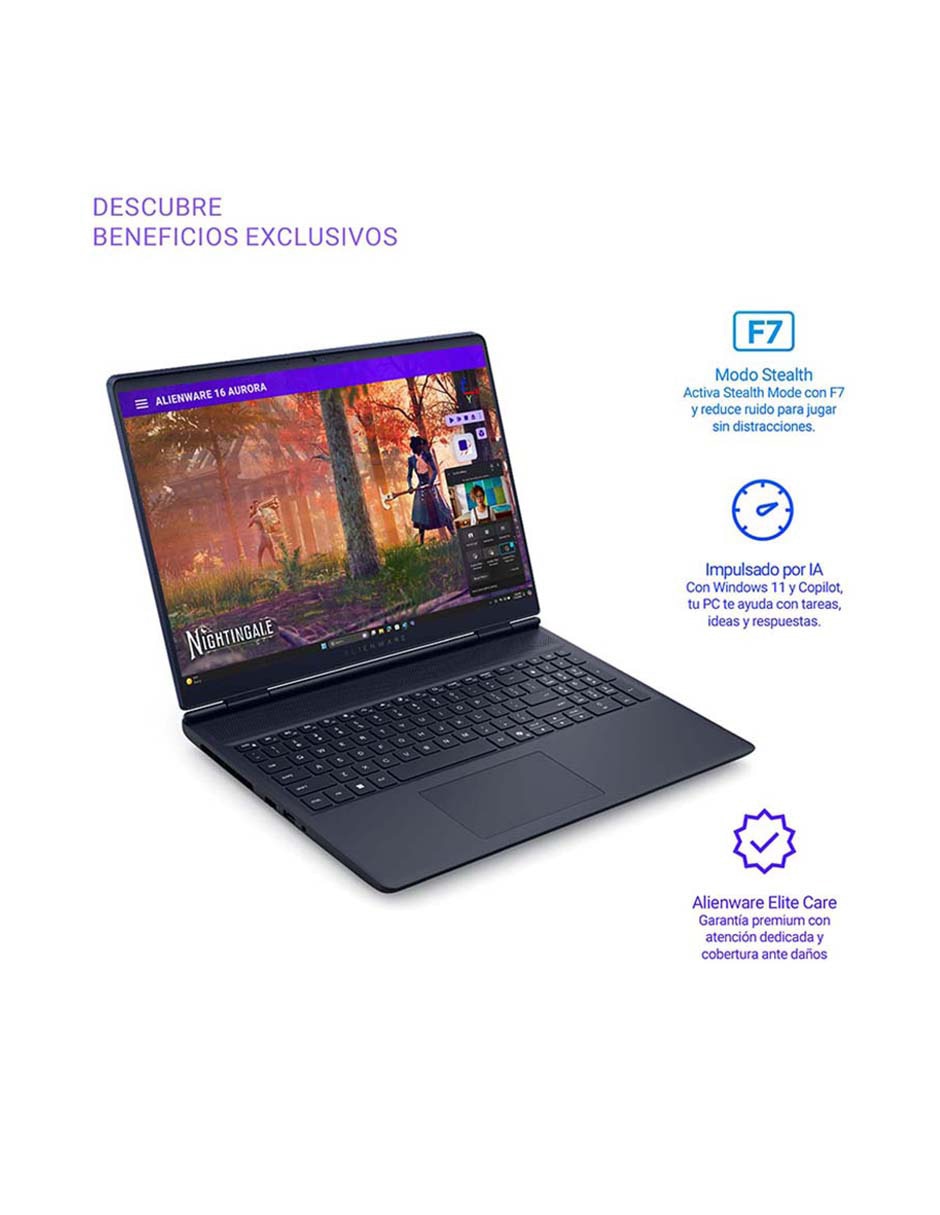 Laptop gamer Alienware NB AC16250 16 pulgadas WQXGA Intel Core 7 240H NVIDIA GeForce RTX 5050 16 GB RAM 1 TB SSD 4