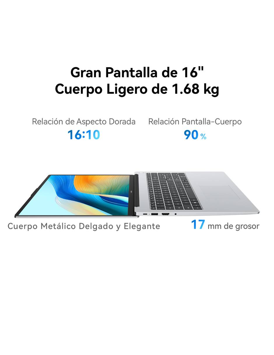 Laptop thin & light Matebook D16 16 pulgadas full hd intel core i5 intel uhd graphics 16 gb ram 1 tb ssd 2