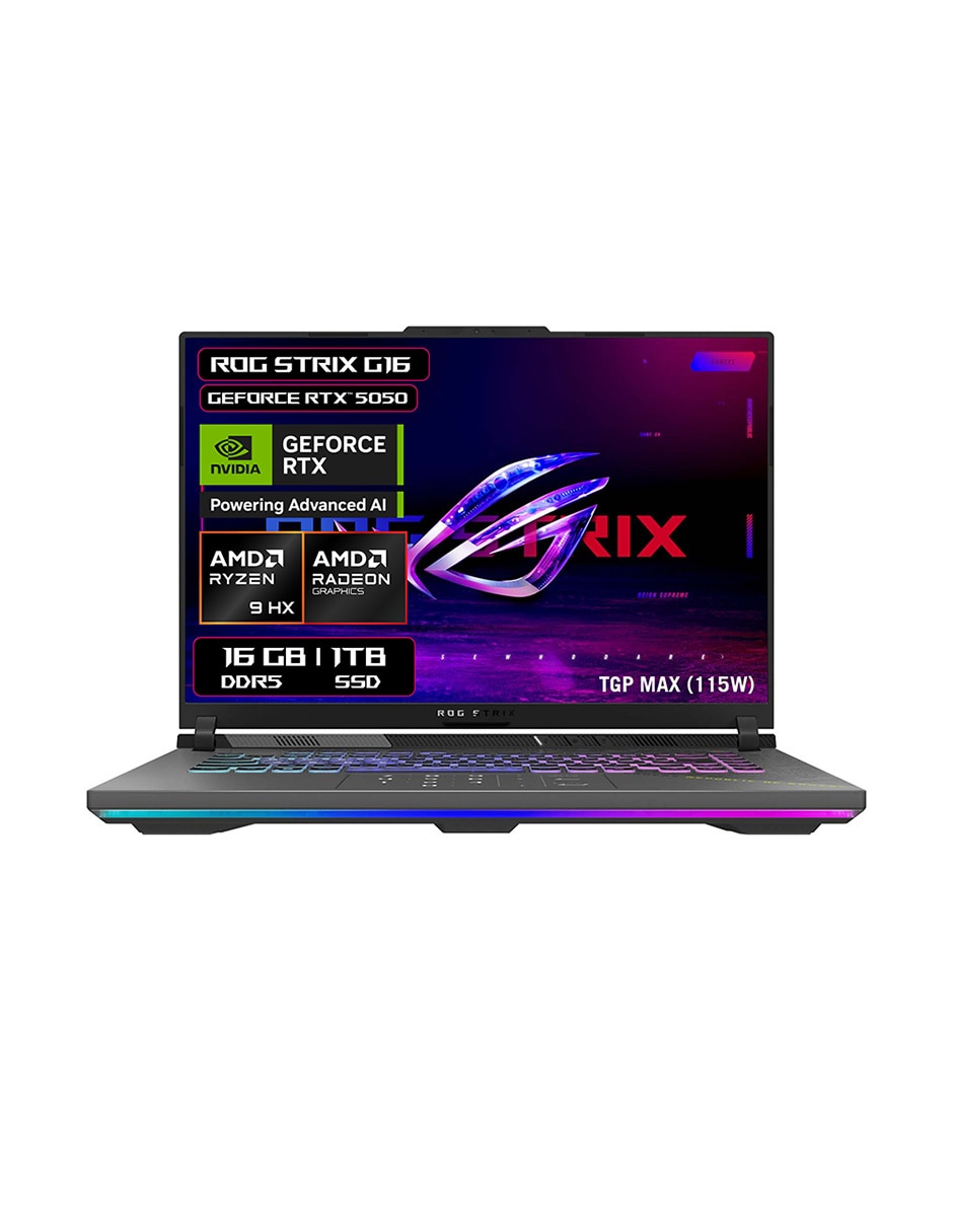 Laptop gamer ROG Strix G16 16 pulgadas WUXGA AMD Ryzen 9 NVIDIA GeForce RTX 5050 16 GB RAM 1 TB SSD
