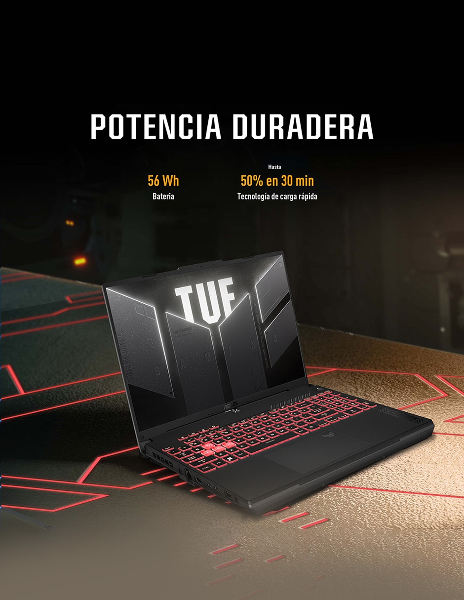 Laptop gamer TUF gaming a16 16 pulgadas wuxga amd ryzen 7 nvidia geforce rtx 4050 16 gb ram 512 gb ssd 5