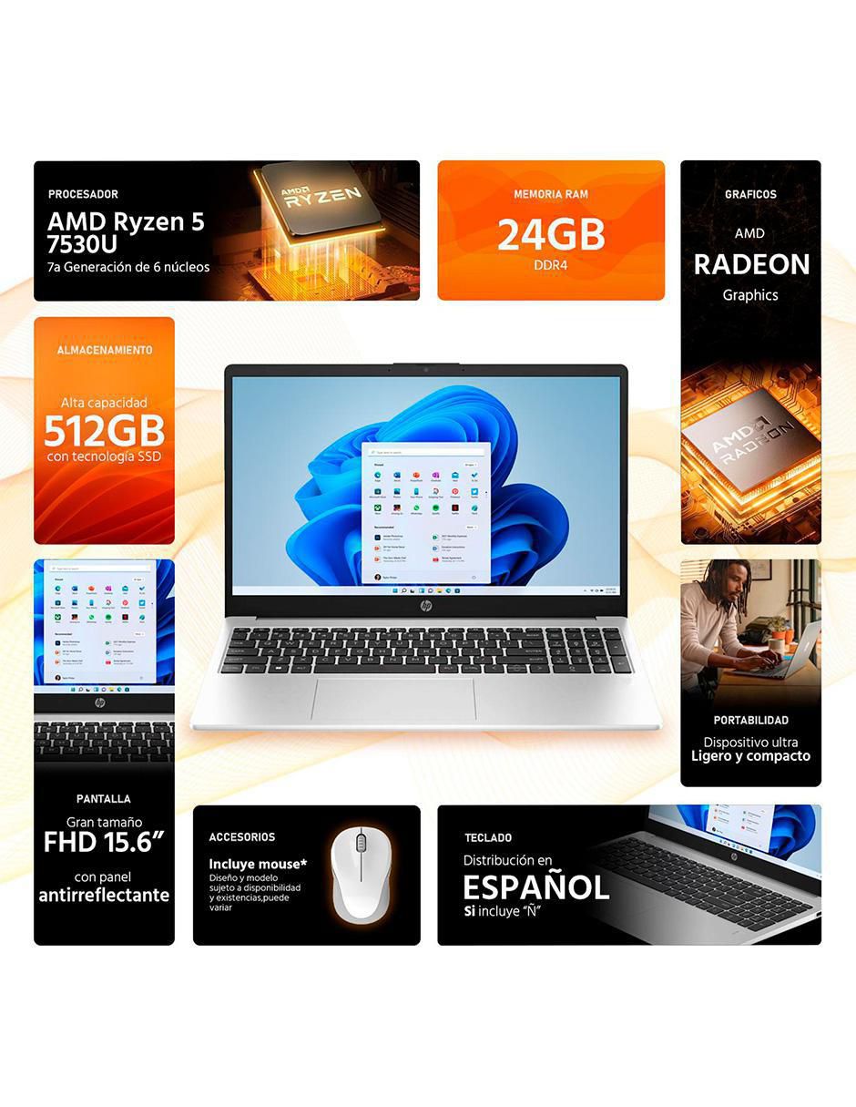 Laptop 255 G10 15.6 pulgadas Full HD Amd Ryzen 5 Amd Radeon graphics 24 GB RAM 512 GB SSD 2