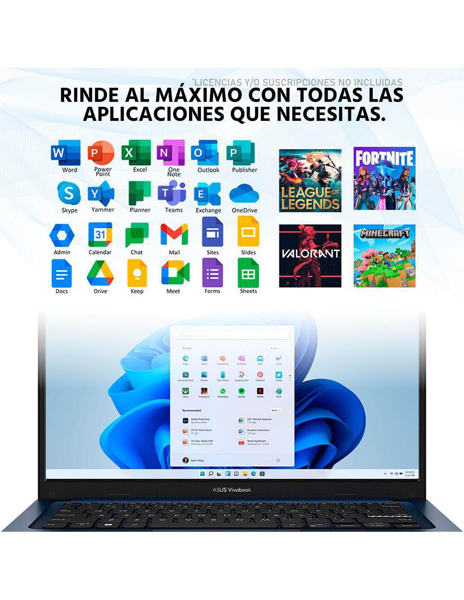 Laptop Vivobook 14 14 pulgadas full hd intel core i3 intel uhd graphics 24 gb ram 256 gb ssd 5