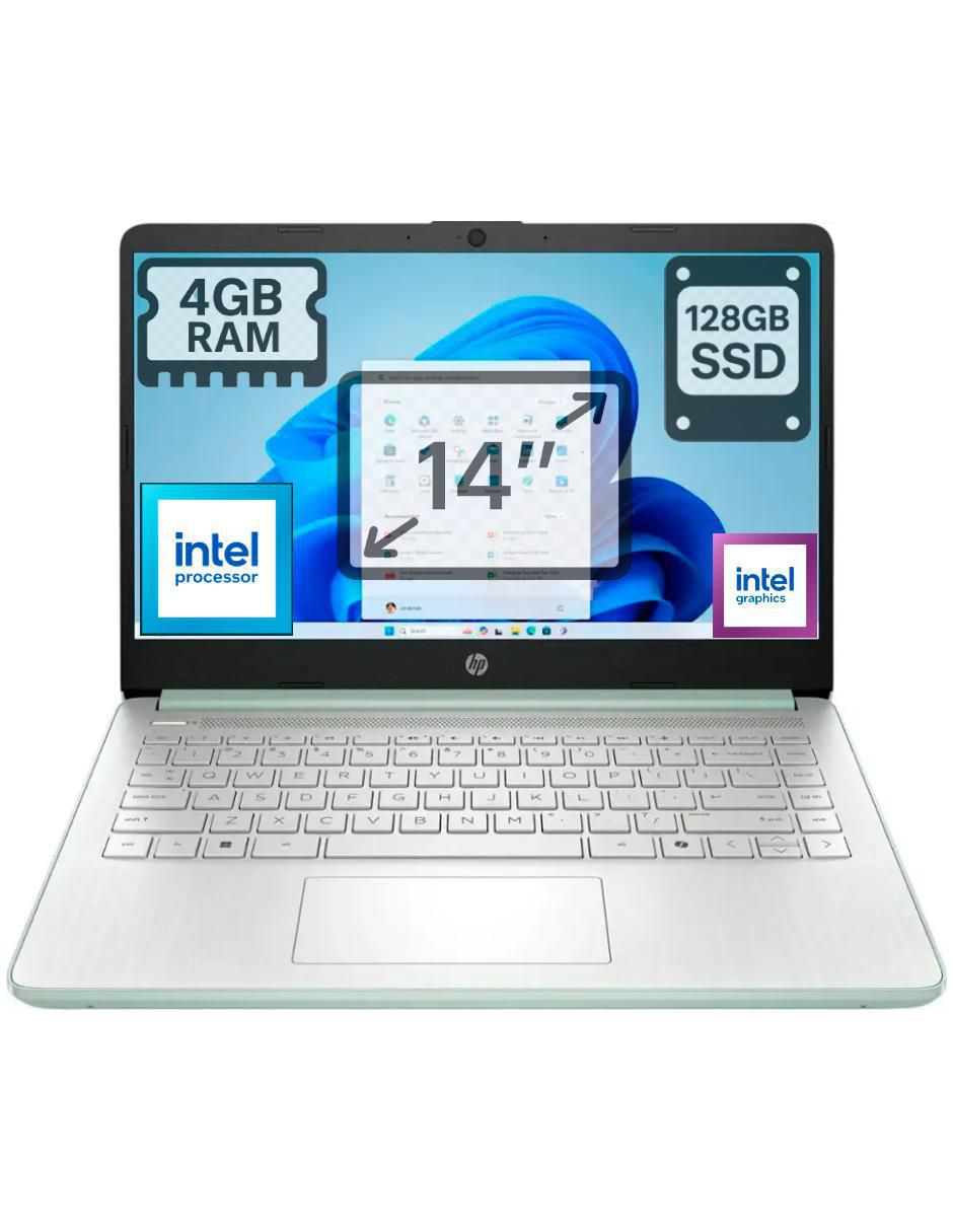 Laptop 14-dq6013dx 14 pulgadas HD intel celeron intel uhd 4 GB RAM 128 GB SSD