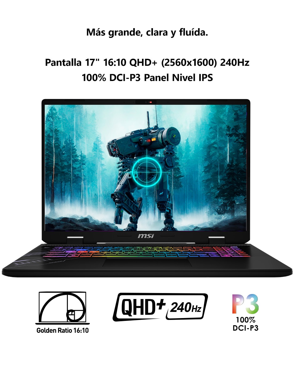 Laptop gamer Crosshair A17 HX D8WFKG-046MX 17 pulgadas QHD+ AMD Ryzen 7 NVIDIA GeForce RTX 5060 16 GB RAM 1 TB SSD 5