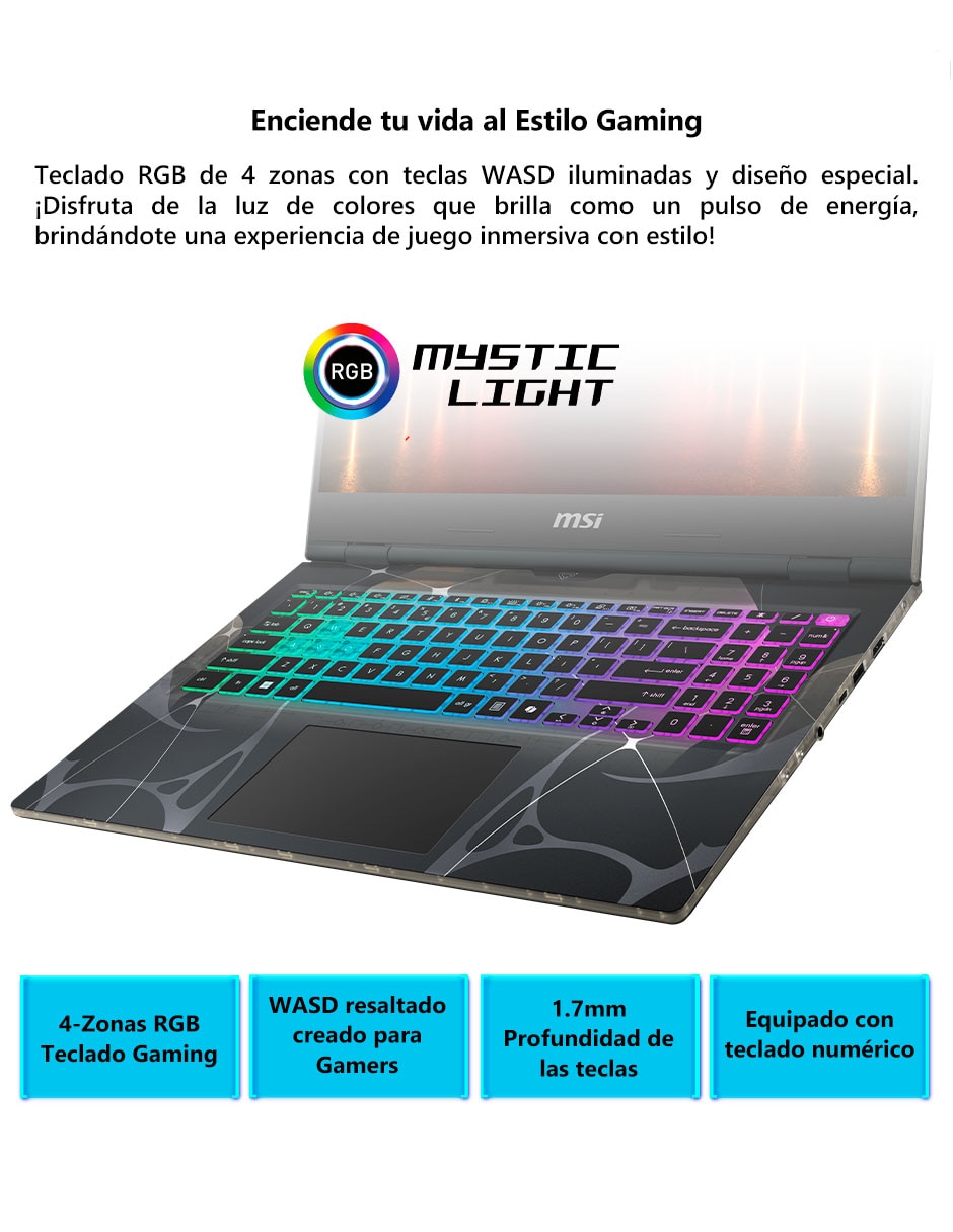 Laptop gamer Cyborg 15 B2RWFKG-452MX 15.6 pulgadas Full HD Intel Core 7 240H NVIDIA GeForce RTX 5060 16 GB RAM 1 TB SSD 4