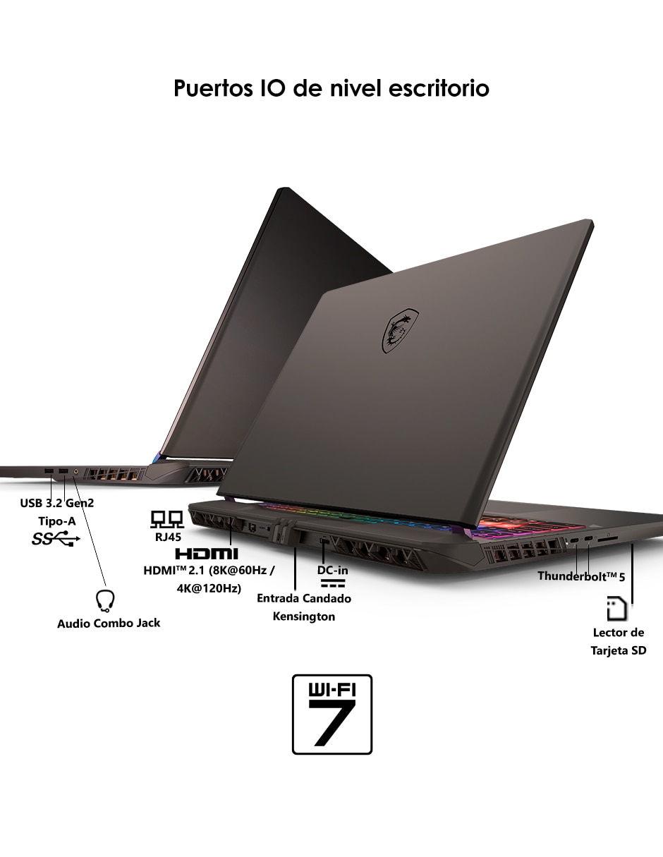 Laptop gamer Vector 16 HX AI A2XWJG-652MX 16 pulgadas QHD+ Intel Core Ultra 9 NVIDIA GeForce RTX 5090 64 GB RAM 2 TB SSD 2