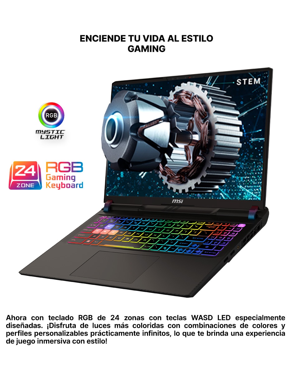 Laptop gamer Vector 16 HX AI A2XWJG-652MX 16 pulgadas QHD+ Intel Core Ultra 9 NVIDIA GeForce RTX 5090 64 GB RAM 2 TB SSD 8