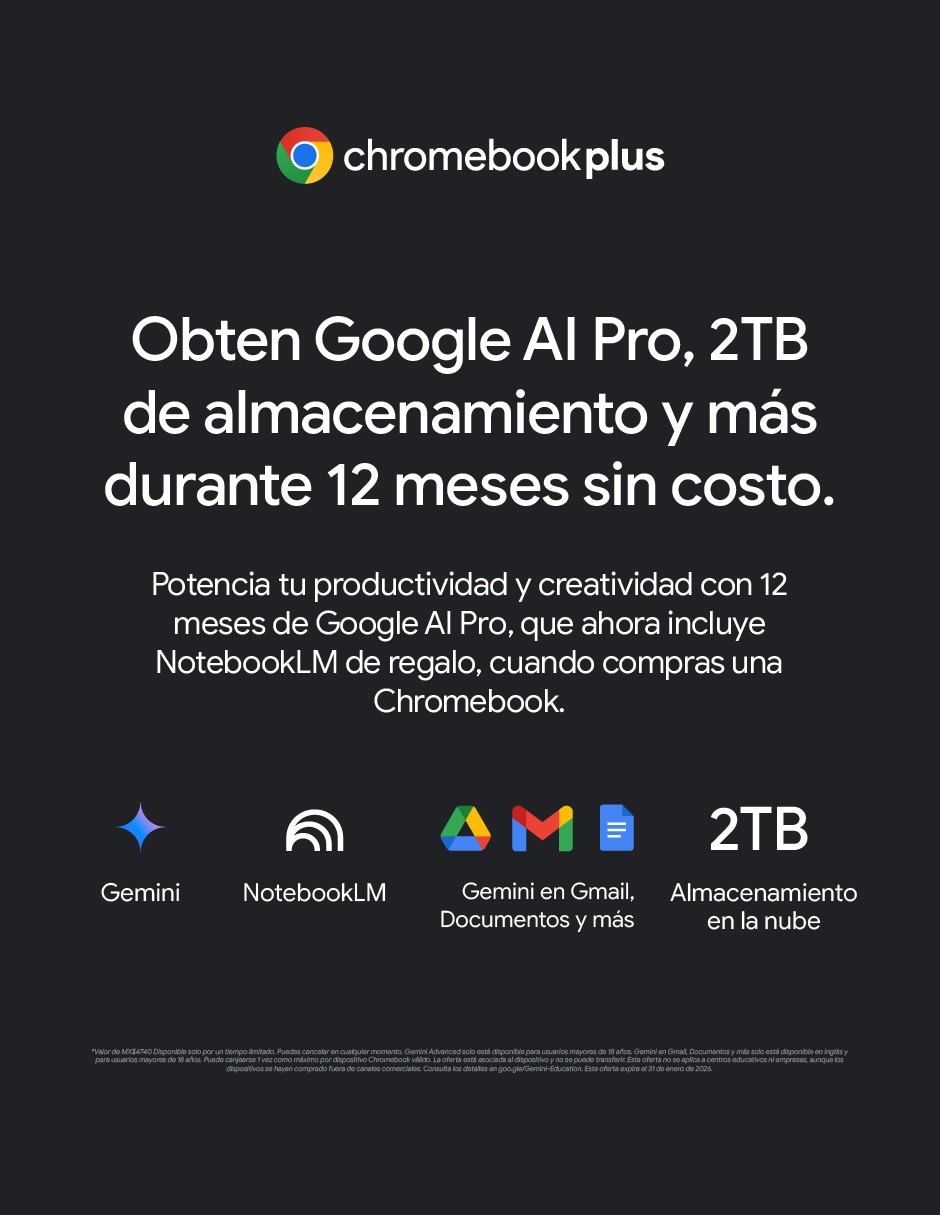 Laptop thin & light Chromebook Plus CX34 15.6 pulgadas Full HD Intel Core Ultra 5 Integradas 8 GB RAM 512 GB SSD 1
