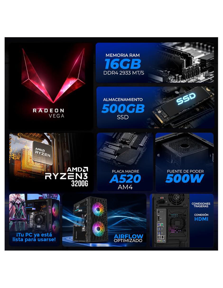 Computadora gamer XTPCR316GBVEGA8MFB 23.8 pulgadas Full HD AMD Ryzen 3 AMD Radeon Graphics 16 GB RAM 500 GB SSD 5