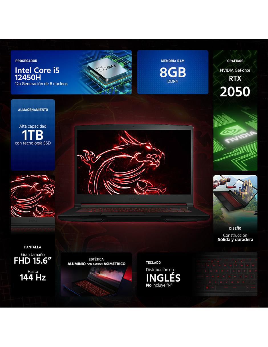 Laptop gamer thin 15.6 pulgadas full hd intel core i5 nvidia geforce rtx 2050 8 gb ram 1 tb ssd 2