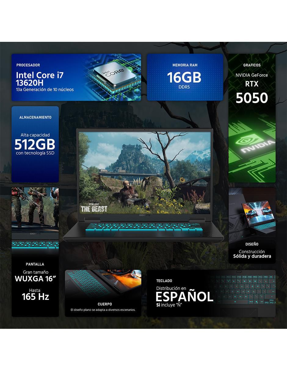 Laptop gamer Gaming A16 16 pulgadas WUXGA Intel Core i7 8 GB RAM 512 GB SSD 2