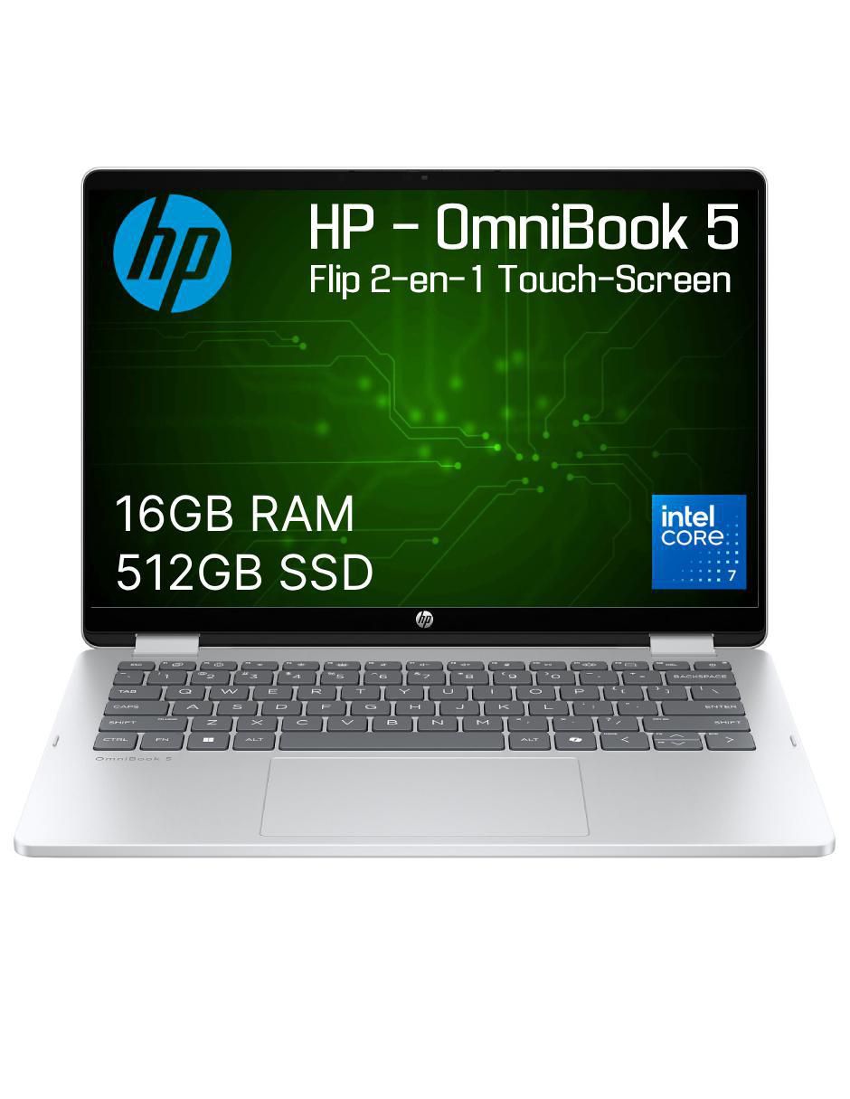Laptop 2 en 1 touch Omnibook 5 Flip 14 pulgadas Full HD+ Intel Core 7 150UI integradas 16 GB Ram 512 GB SSD 1