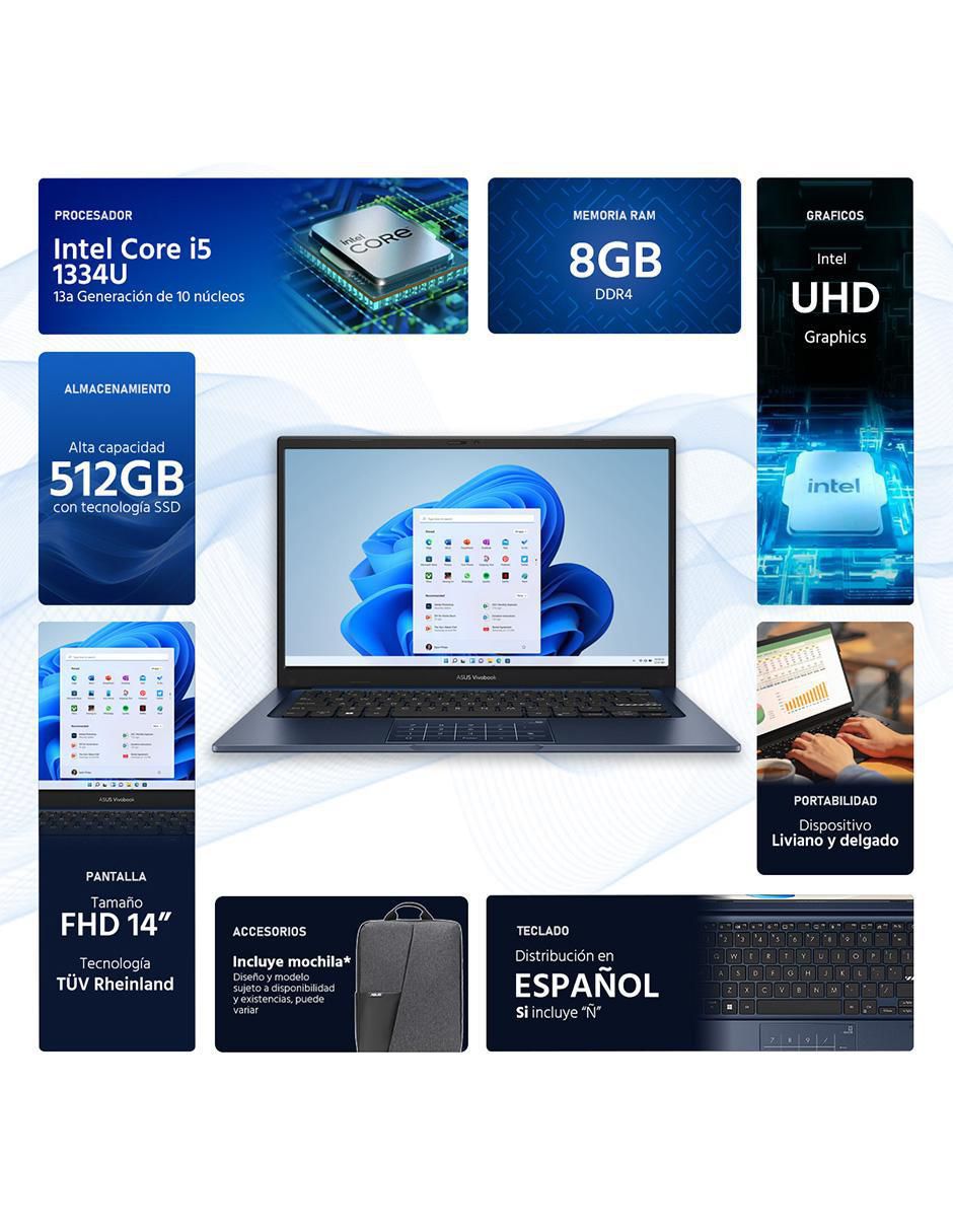 Laptop Vivobook 14 pulgadas Full HD Intel Core i5 Intel UHD 8 GB Ram 512 GB SSD 2
