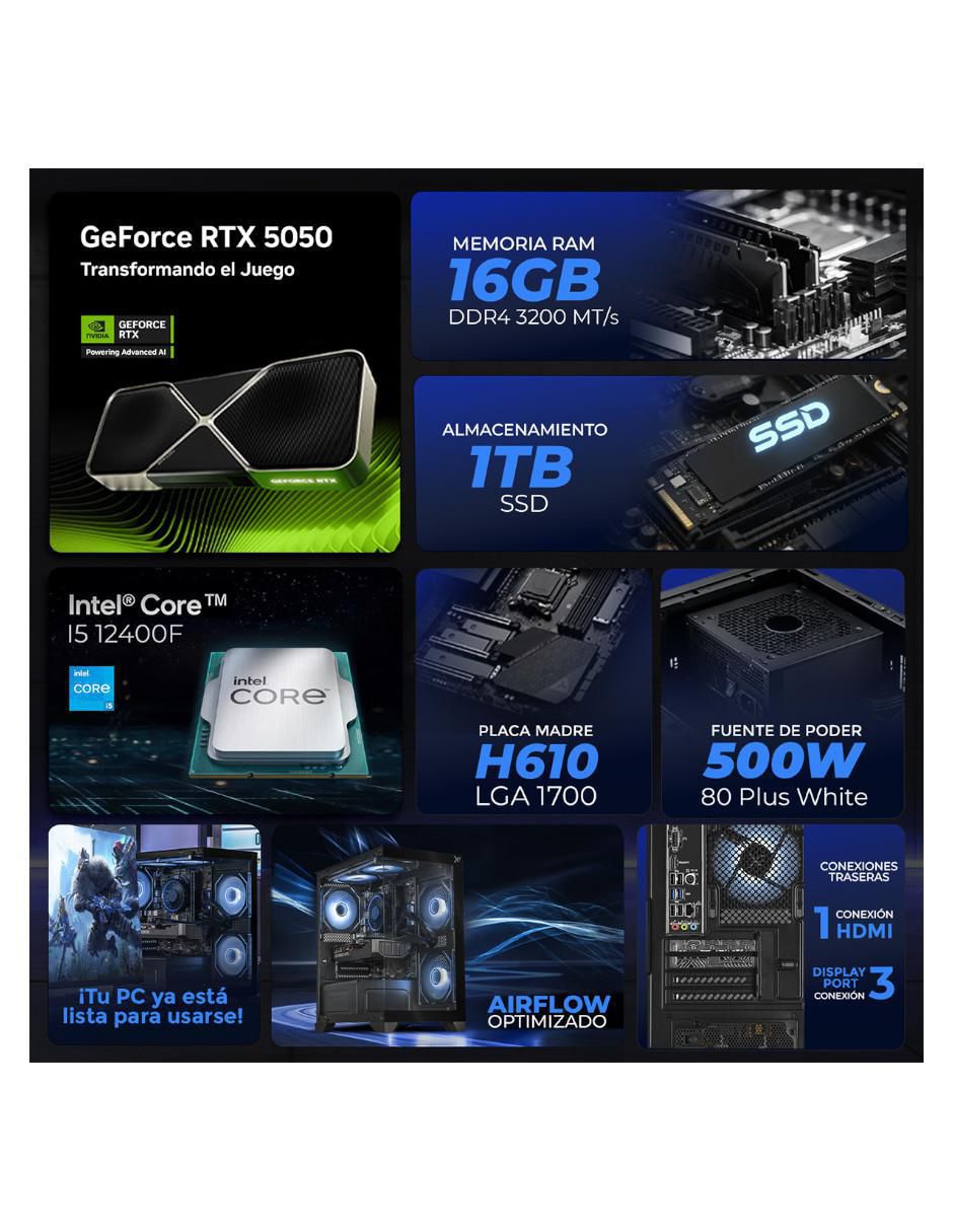 Computadora gamer XTPCI532GB5050CHB Intel Core i5 NVIDIA GeForce RTX 5050 16  RAM 1 TB SSD 5