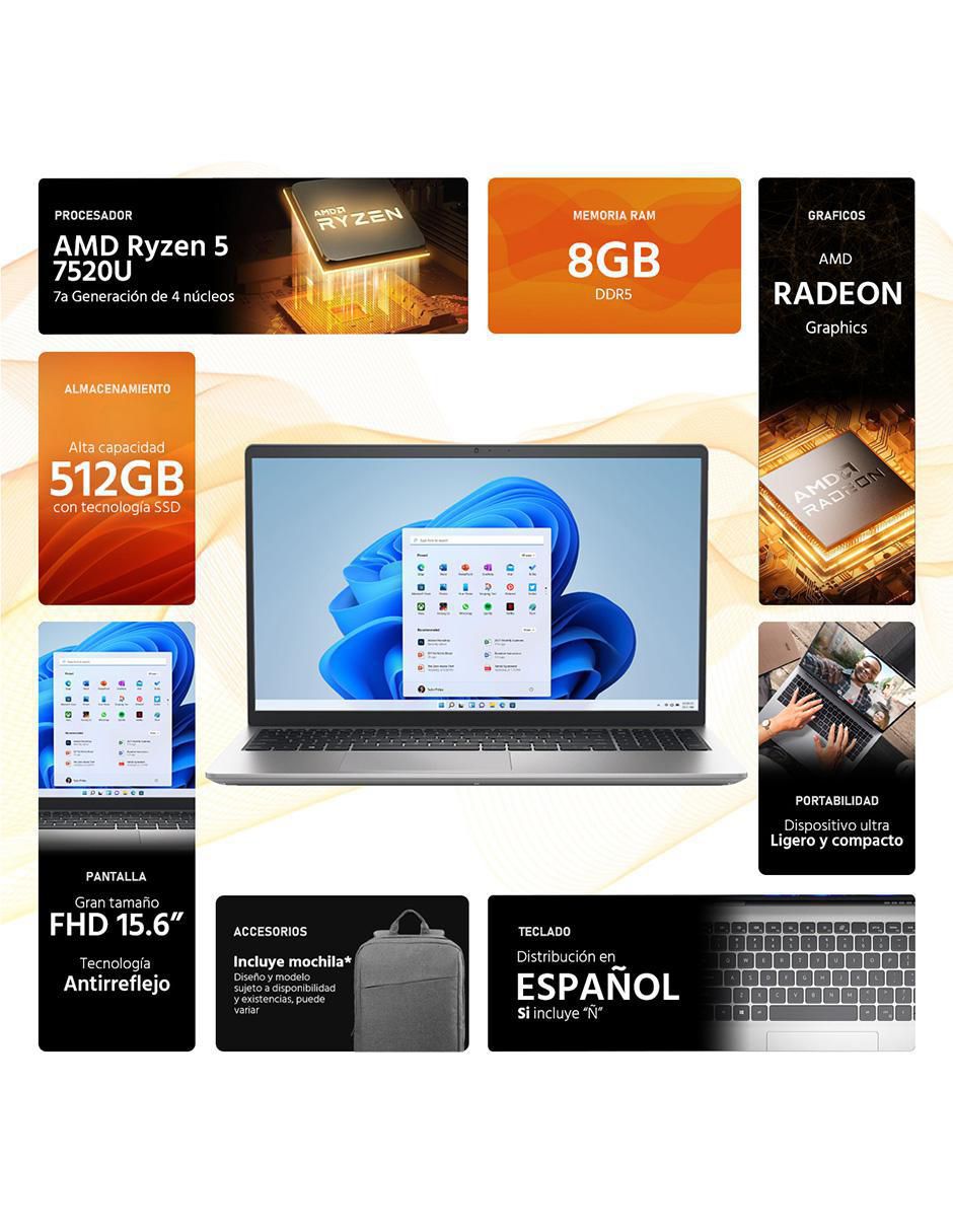 Laptop 15 15.6 pulgadas Full HD AMD Ryzen 5 AMD Radeon 8 GB RAM 512 GB SSD 2