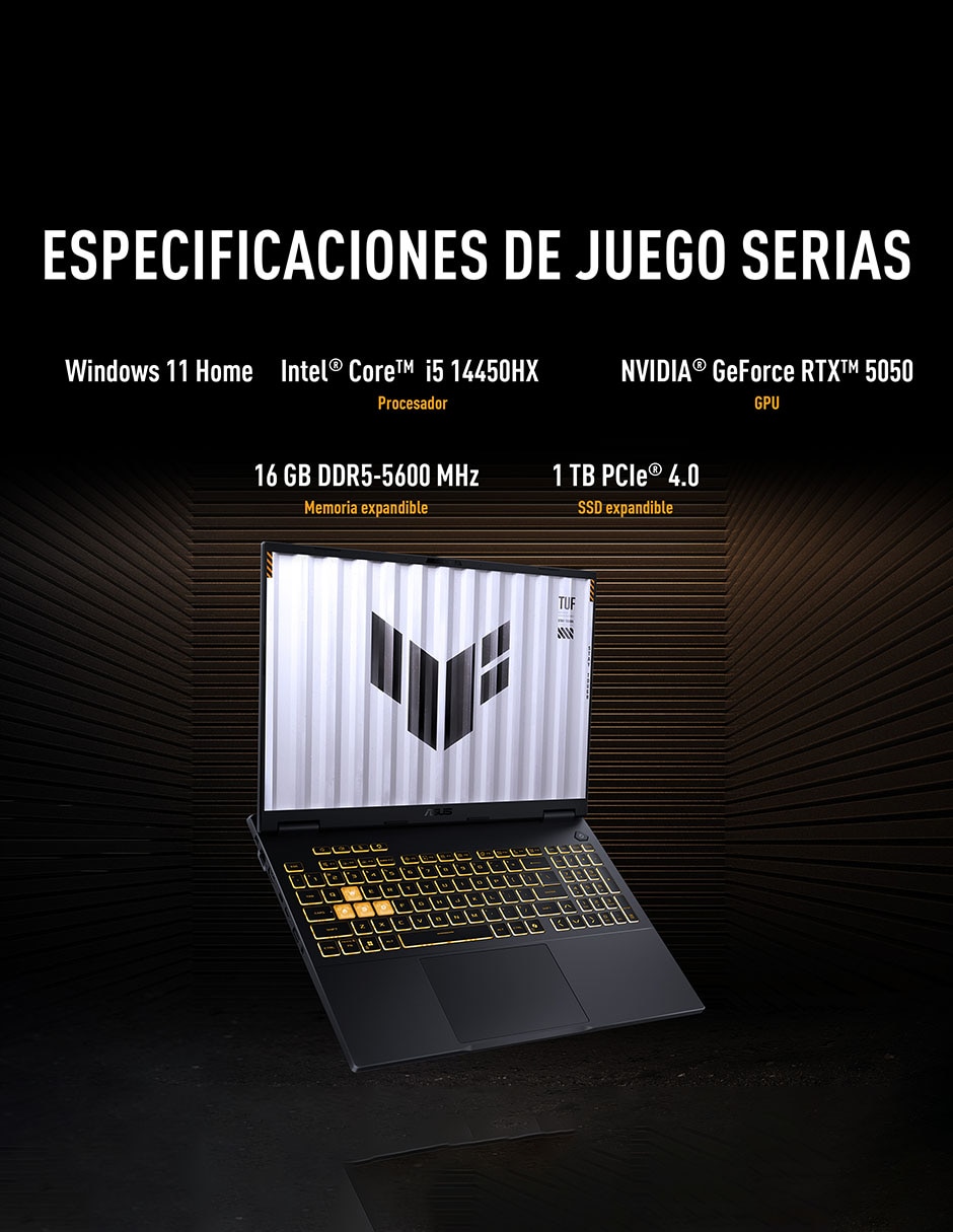 Laptop gamer FX608JHR-RV147W 16 pulgadas WUXGA Intel Core i5 NVIDIA GeForce RTX 5050 16 GB RAM 1 TB SSD 11