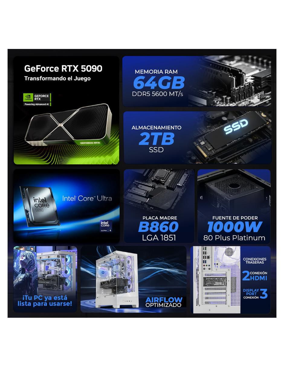 Computadora gamer XTPBAU964GB55090A31W Intel Core Ultra 9 NVIDIA GeForce RTX 5090 32 GB RAM 1 tb SSD 6
