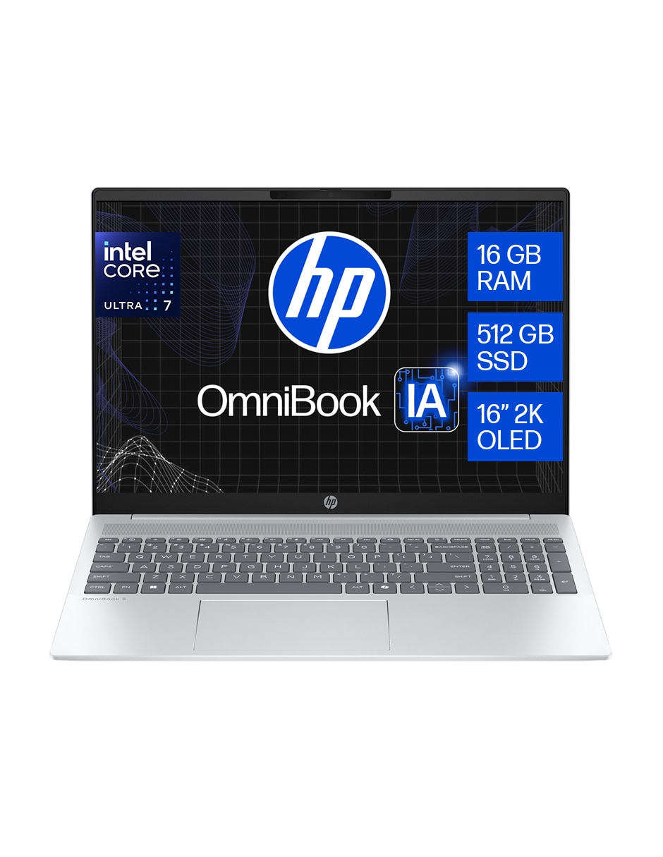 Laptop Thin & Light Omnibook 5 Laptopai 16-AF1073LA 16 pulgadas 2K Intel Core Ultra 7 255U integradas 16 GB Ram 512 GB SSD