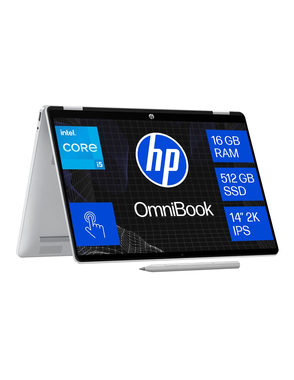 Laptop 2 en 1 touch OmniBook 5 Flip 14-fp0054la 14 pulgadas 2K Intel Core i5 integradas 16 GB RAM 512 GB SSD Laptop 2 en 1 touch OmniBook 5 Flip 14-fp0054la 14 pulgadas 2K Intel Core i5 integradas 16 GB RAM 512 GB SSD
