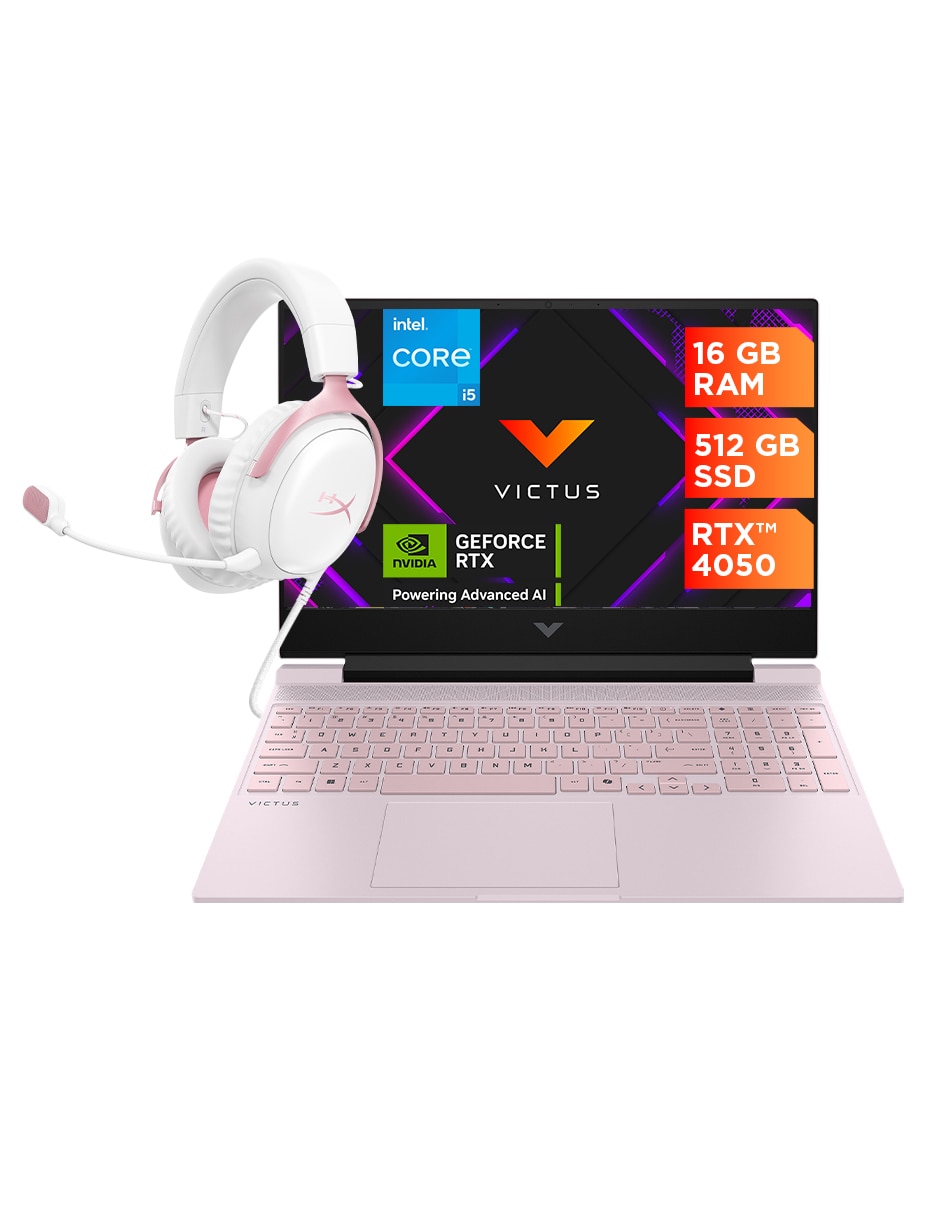 Laptop gamer Victus 15-fa2010la + HyperX Headset Cloud 15.6 pulgadas Full HD Intel Core i5 NVIDIA Geforce RTX 4050 16 GB RAM 512 GB SSD Laptop gamer Victus 15-fa2010la + HyperX Headset Cloud 15.6 pulgadas Full HD Intel Core i5 NVIDIA Geforce RTX 4050 16 GB RAM 512 GB SSD