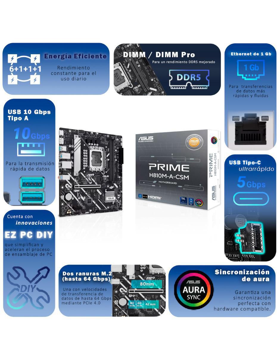 Tarjeta madre Prime H810M-A-CSM compatible con procesador Intel 5