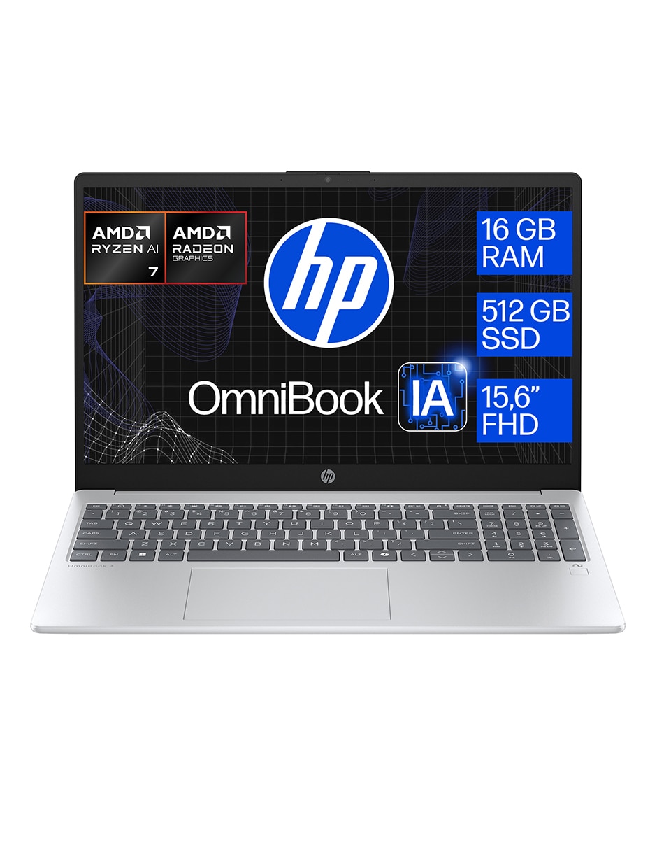 Laptop thin & light  OmniBook 3 15.6 pulgadas Full HD AMD Ryzen AI 7 350 AMD Radeon 16 GB RAM 512 GB SSD 1