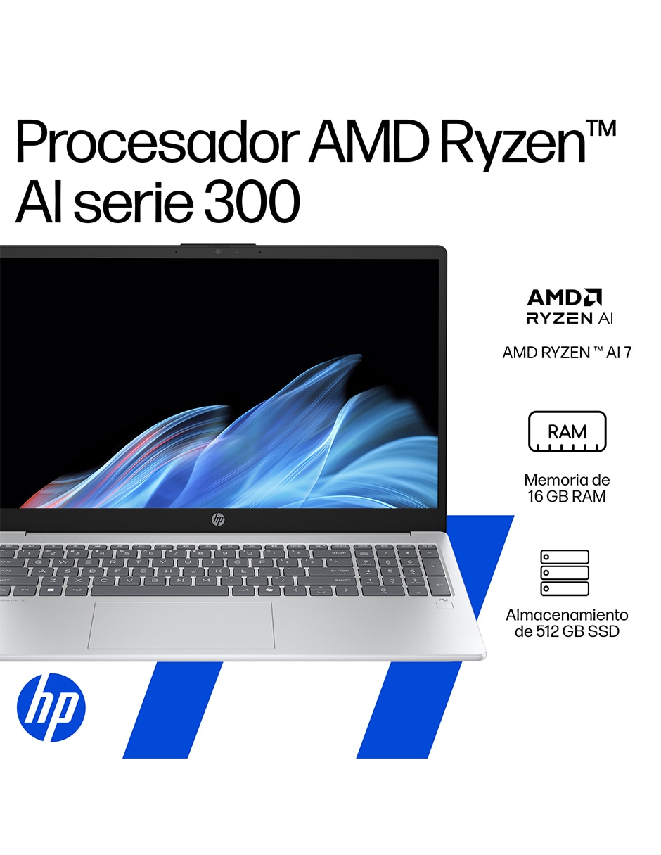Laptop thin & light  OmniBook 3 15.6 pulgadas Full HD AMD Ryzen AI 7 350 AMD Radeon 16 GB RAM 512 GB SSD 10