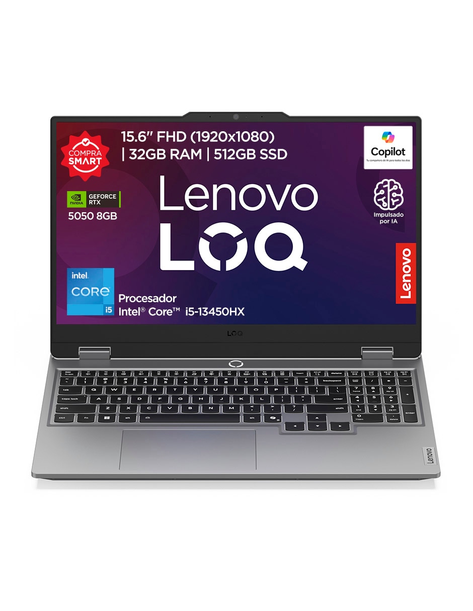 Laptop gamer 83JE00TELM 15.6 pulgadas Full HD Intel Core i5 NVIDIA GeForce RTX 5050 32 GB RAM 512 GB SSD