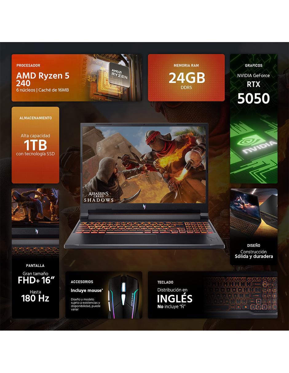 Laptop gamer Nitro V 16 pulgadas Full HD+ AMD Ryzen 5 NVIDIA GeForce RTX 5050 24 GB RAM 1 TB SSD 2