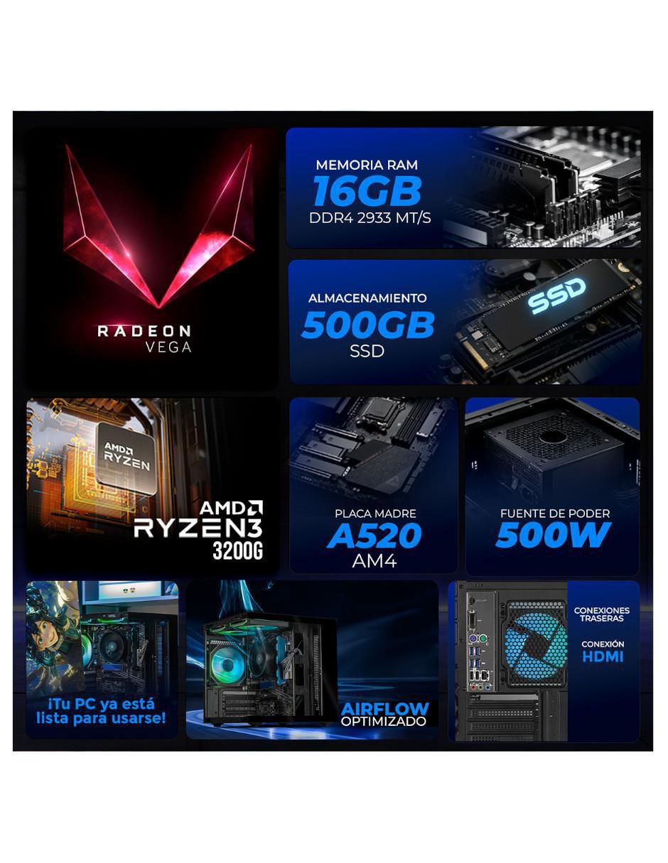 Computadora gamer XTBRR316GBVEGA8MTGB 27 pulgadas Full HD AMD Ryzen 3 AMD Radeon Vega 8 16 GB RAM 500 GB SSD 5