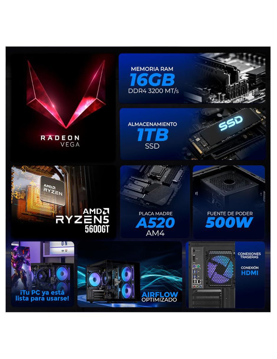 Computadora gamer XTBRR516GBRENOIRTGB AMD Ryzen 5 AMD Radeon Graphics 16 GB RAM 1 TB SSD 5