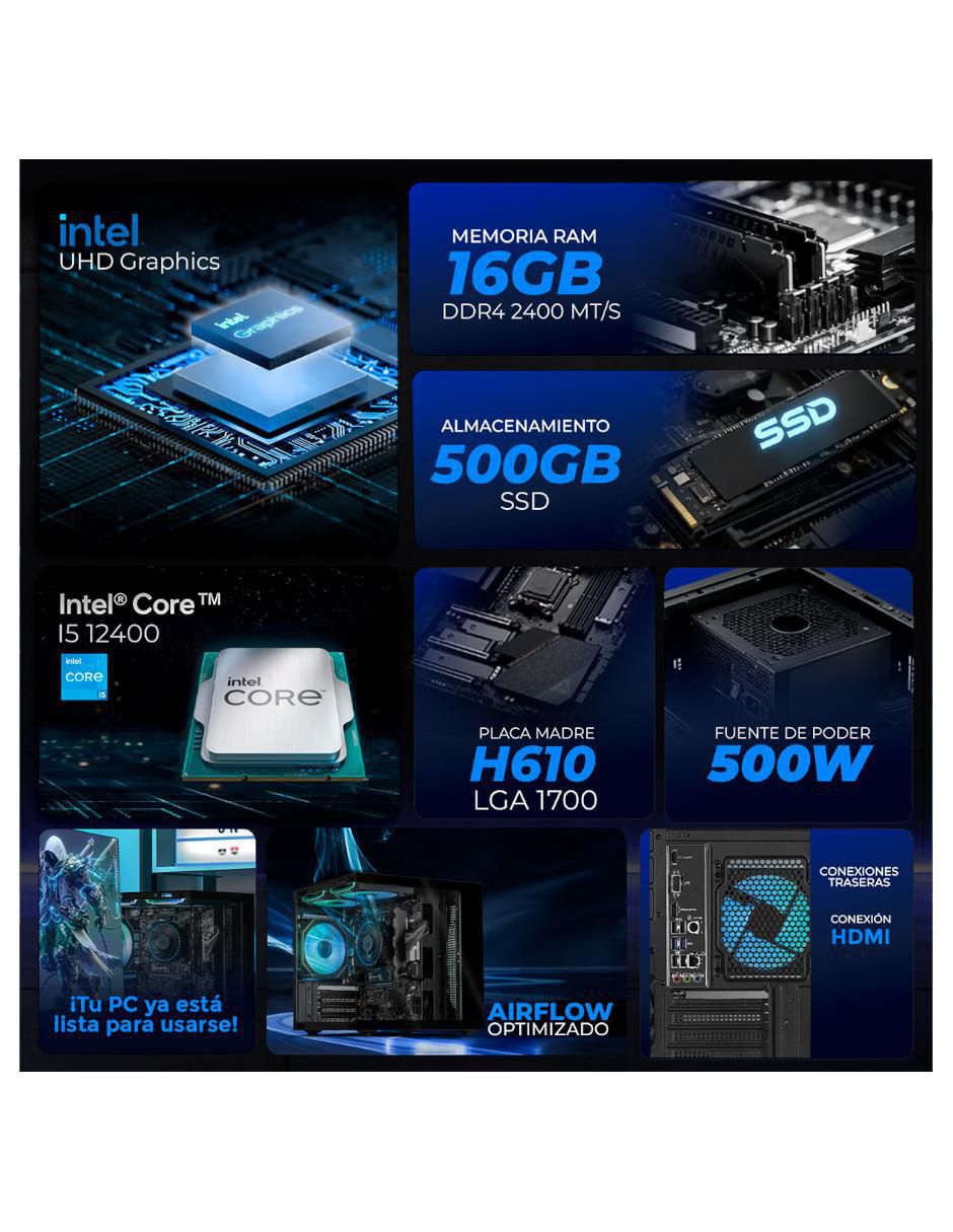 Computadora gamer XTBRI516GBHD730TGB Intel Core i5 Intel UHD Graphics 730 16 GB RAM 500 GB SSD 5