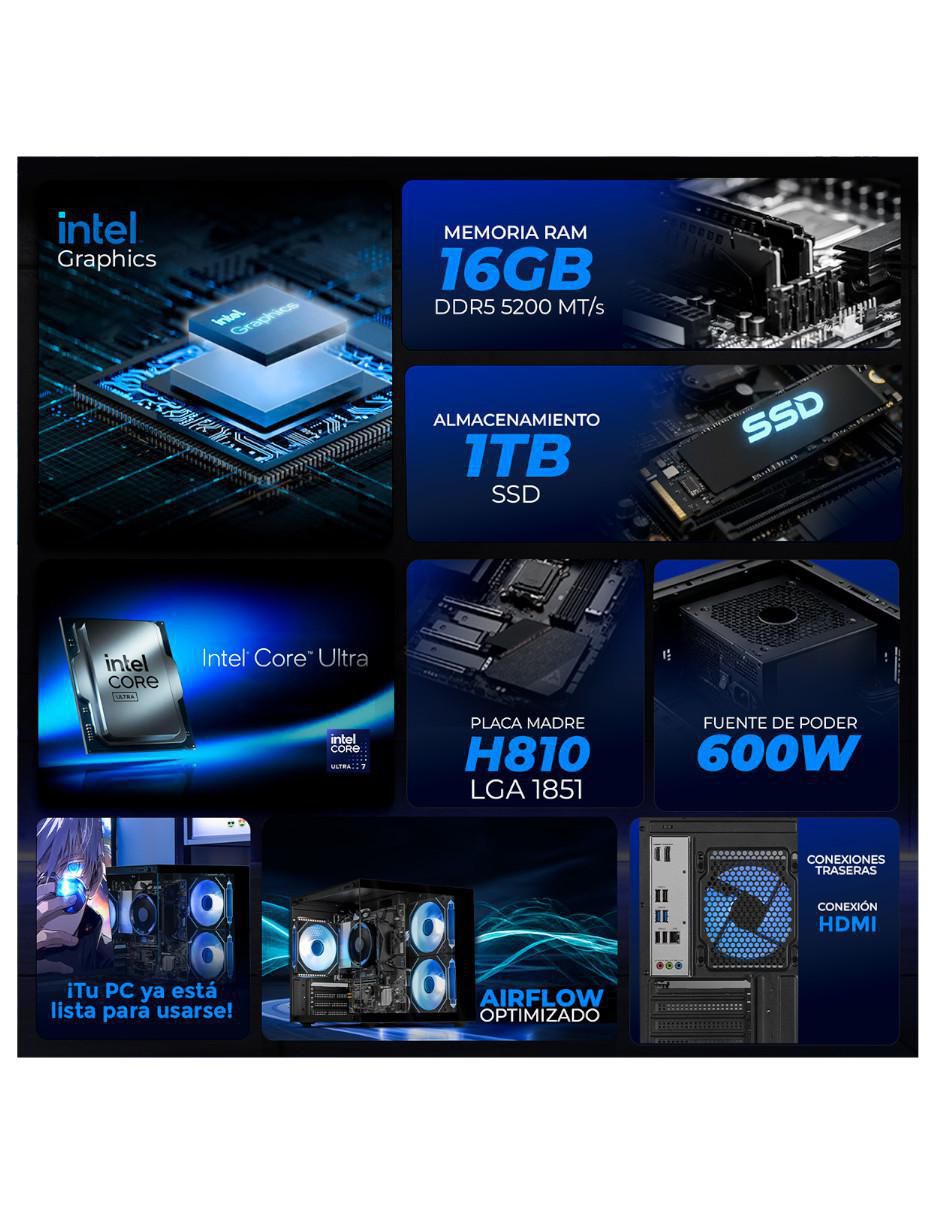 Computadora gamer Intel Core Ultra 7 Integradas 16 GB RAM 1 TB SSD 5