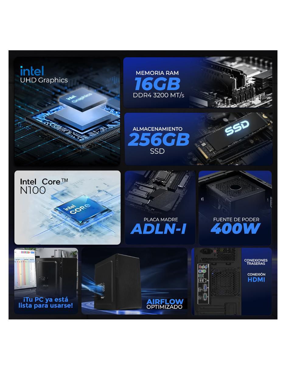 Computadora de escritorio Intel N100 Intel UHD Graphics 16 GB RAM 256 GB SSD 5