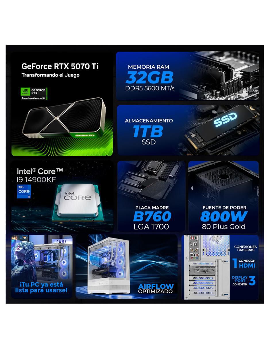 Computadora gamer XTMSII932GB55070TI110RW Intel Core i9 NVIDIA GeForce RTX 5070 Ti 32 GB RAM 1 TB SSD 5