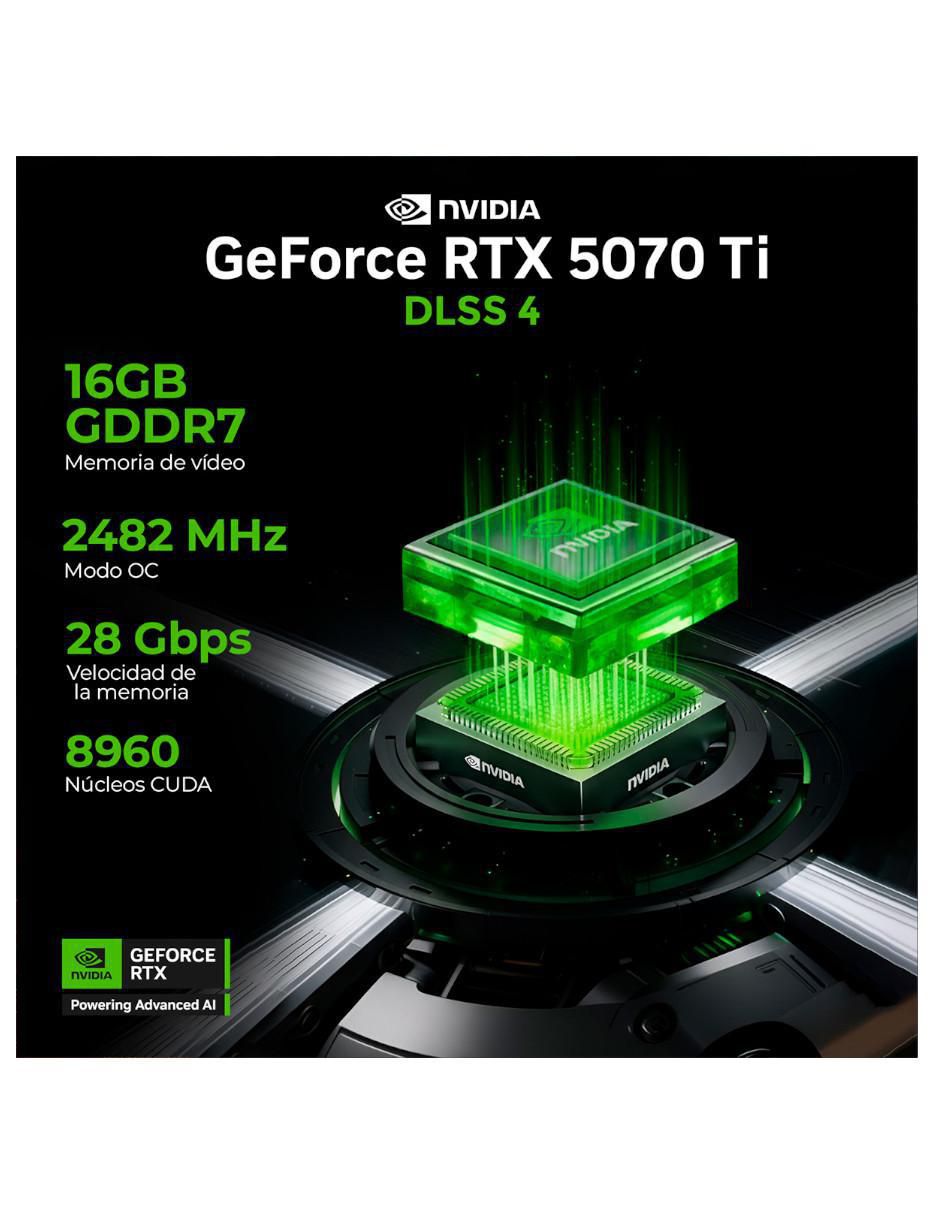 Computadora gamer XTMSIR932GB55070TI110R AMD Ryzen 9 NVIDIA GeForce RTX 5070 TI 32 GB RAM 1 TB SSD 7