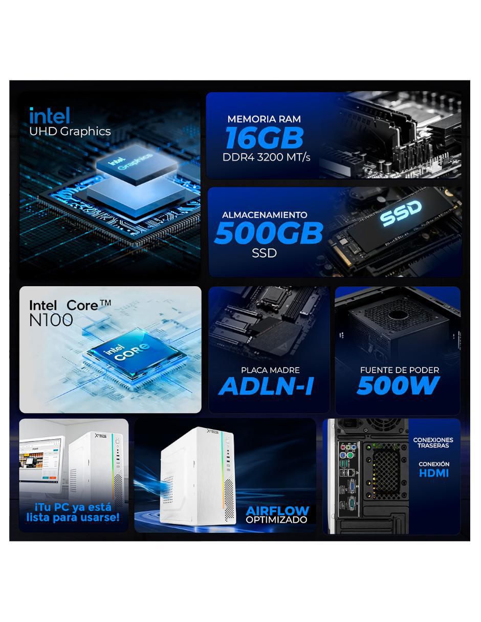 Computadora de escritorio XTPCN116GBHD600MUW Intel N100 Intel UHD Graphics 16 GB RAM 500 GB SSD 5