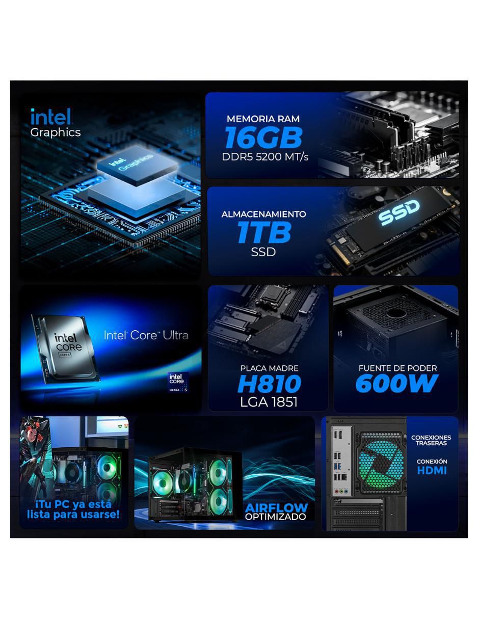 Computadora gamer XTBRU516GB5XETGB Intel Core Ultra 5 Integradas 16 GB RAM 1 TB SSD 5