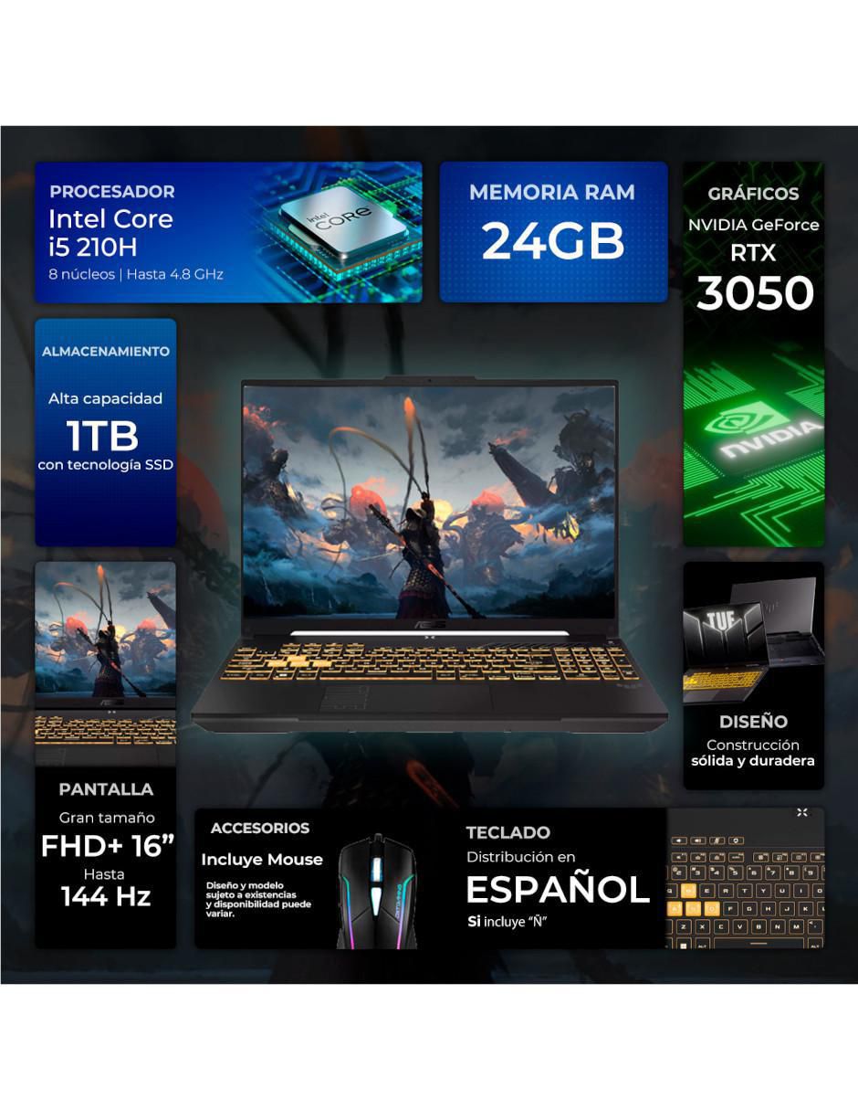 Laptop gamer TUF Gaming F16 16 pulgadas Full HD+ Intel Core i5 NVIDIA Geforce RTX 3050 24 GB RAM 1 TB SSD 2