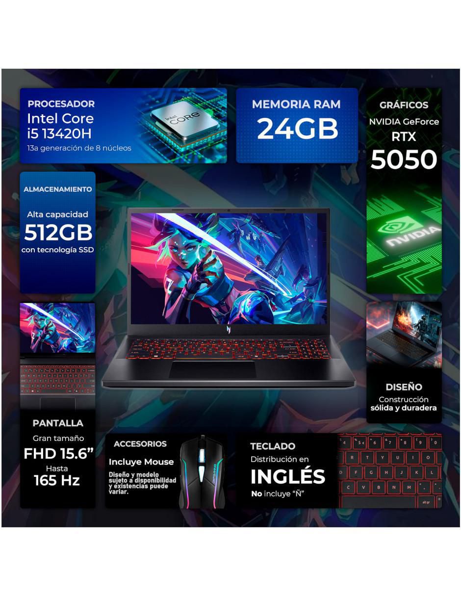 Laptop gamer Nitro V 15 15.6 pulgadas Full HD Intel Core i5 NVIDIA GeForce RTX 5050 24 GB RAM 512 GB SSD 2