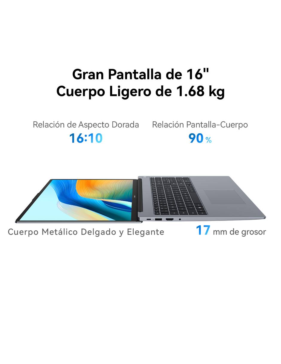 Laptop thin & light Matebook D16 16 pulgadas Full HD+ Intel Core i5 Intel UHD Graphics 16 GB RAM  512 GB SSD 2
