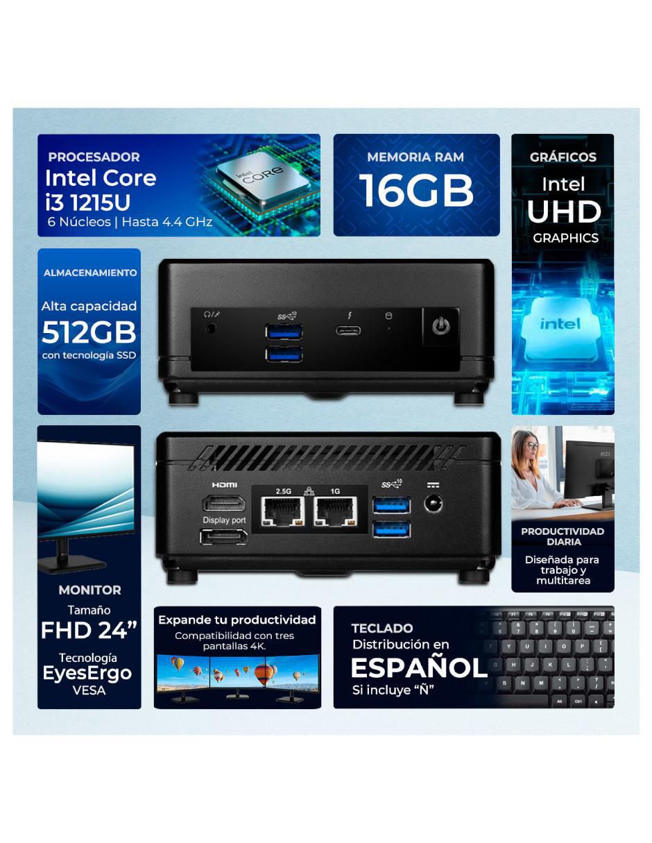 Mini PC Cubi Intel Core i3 integrada 16 GB RAM 512 GB SSD 2