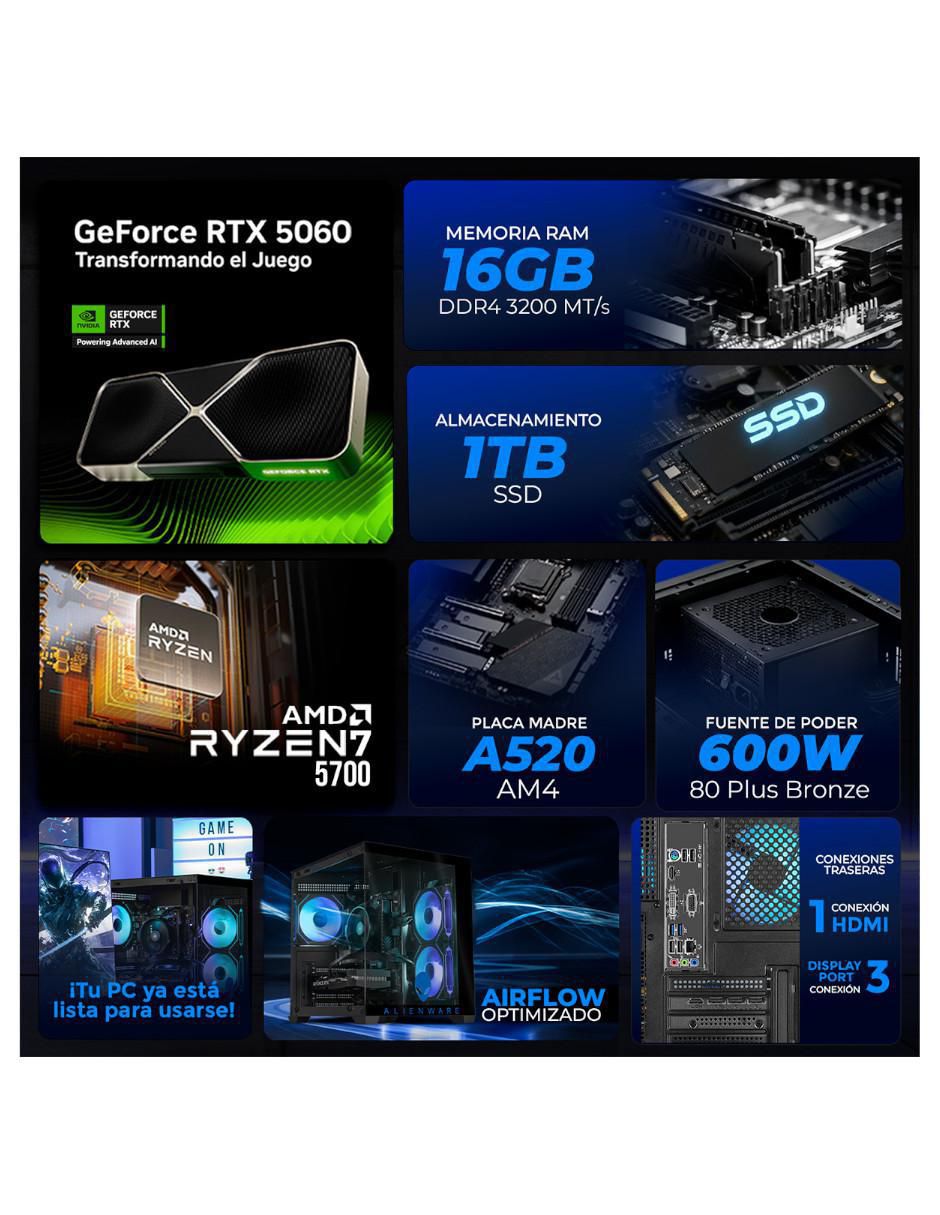 Computadora gamer XTPCR716GB5060MAE 32 pulgadas QHD AMD Ryzen 7 NVIDIA GeForce RTX 5060 16 GB RAM 1 TB SSD 5