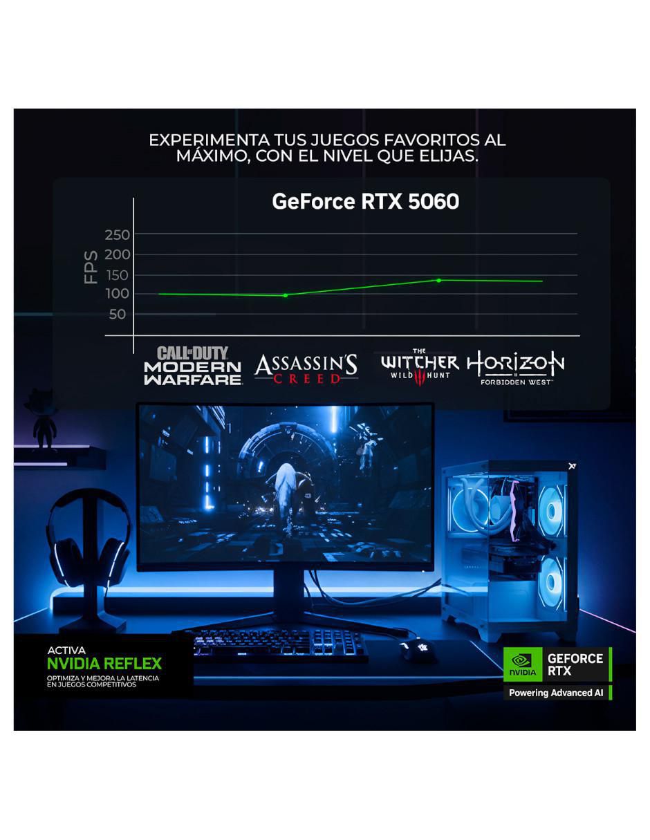 Computadora gamer XTPCR716GB5060MAE 32 pulgadas QHD AMD Ryzen 7 NVIDIA GeForce RTX 5060 16 GB RAM 1 TB SSD 9