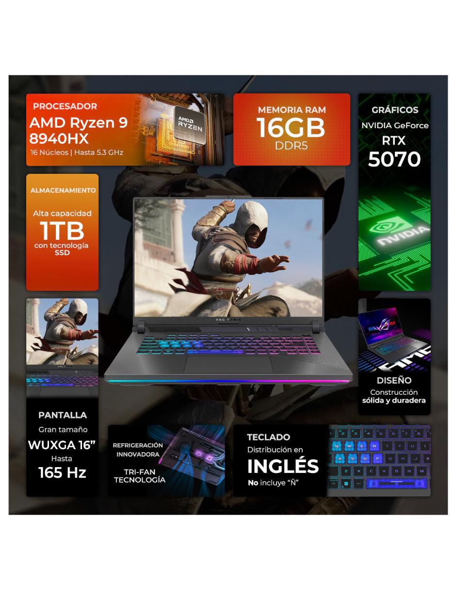 Laptop gamer G614PP-WH94 16 pulgadas WUXGA AMD Ryzen 9 NVIDIA GeForce RTX 5070 16 GB RAM 1 TB SSD 2